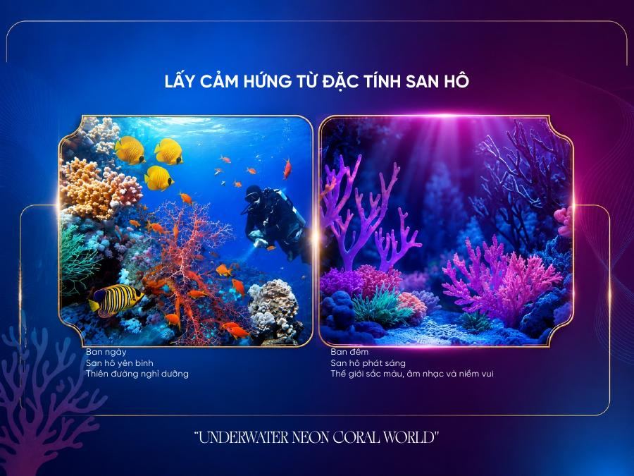 Cảm hứng thiết kế Alora Nha Trang từ san hô ban ngày và ban đêm